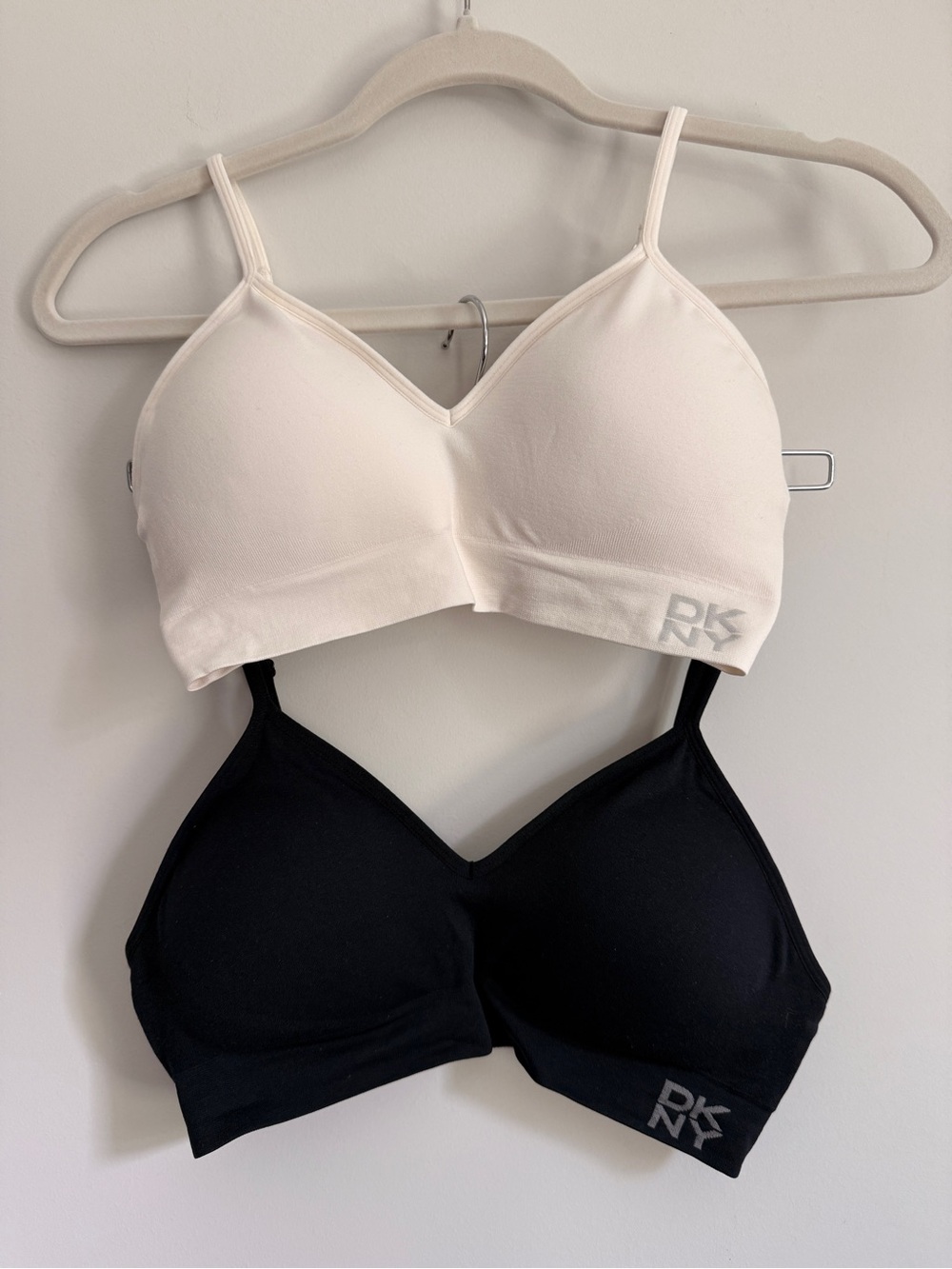 DKNY padded Bralette Duo in Ivory and Black size large